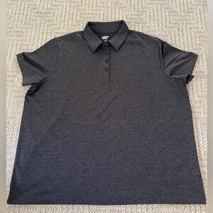 Lands End Woman’s Dark Grey Polo Shirt, Traditional Fit, Short Sleeve, Size 2XL